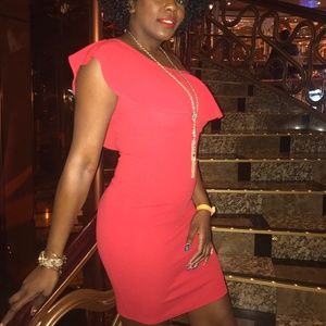 Red Off The Shoulder Spandex Dress